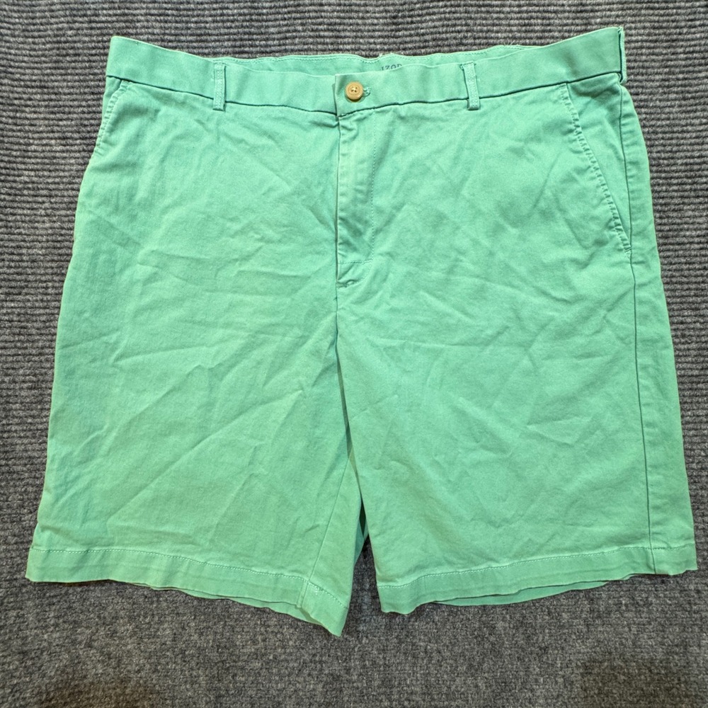 IZOD Saltwater Stretch EUC Chino Shorts Men's 40 x‎ 10 Mint Green Flat Front